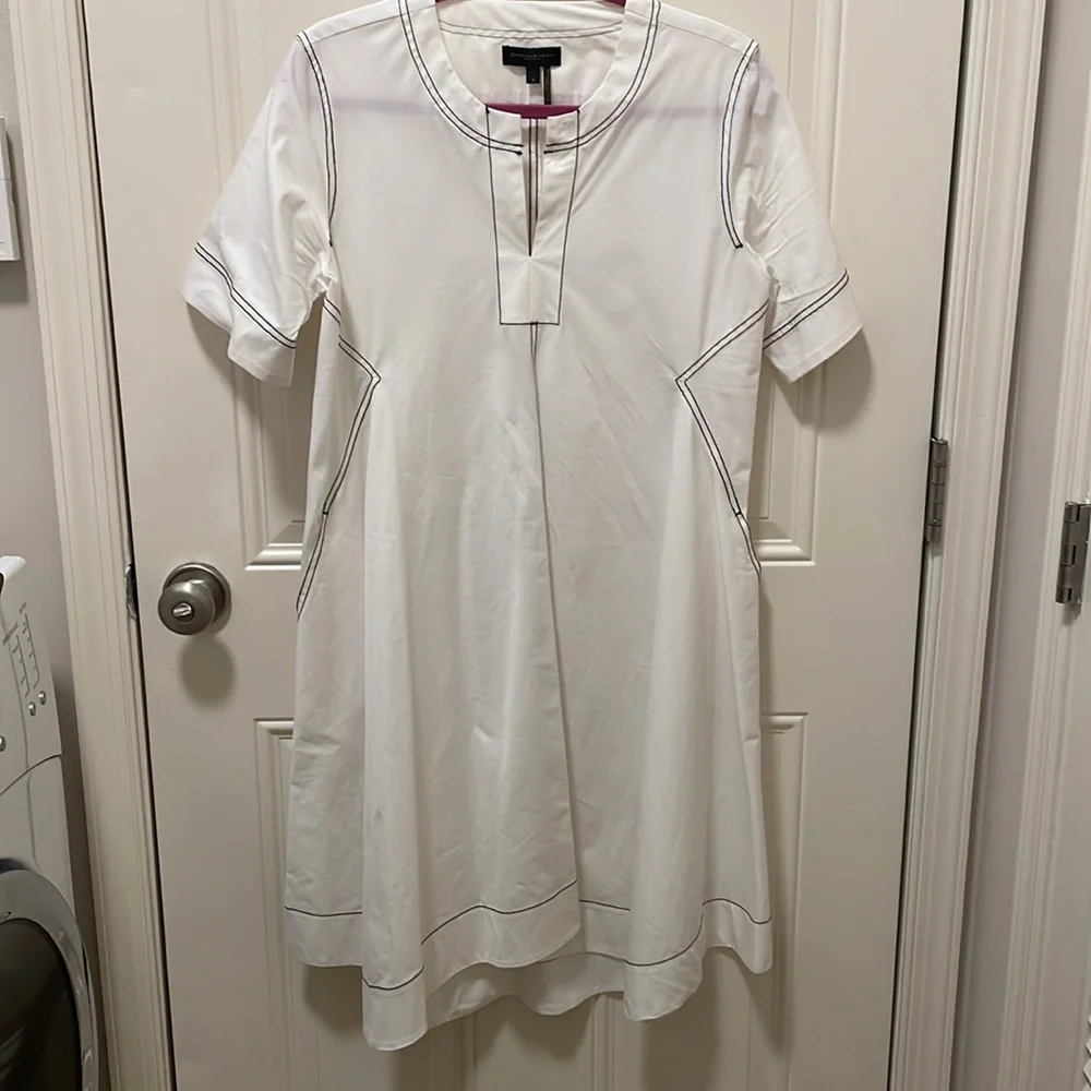 Donna Karan White Midi Dress with Black Piping - Picture 8 of 9
